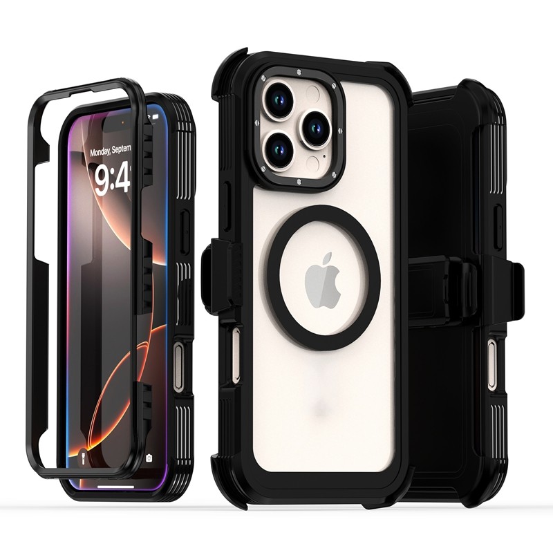 For iPhone 17 Pro Max 16 15 14 13 12 Heavy Duty Defender Magnetic Case Belt Clip