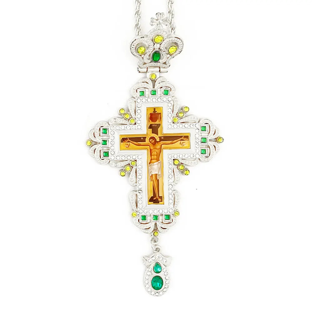 Orthodox Cross Jesus Pendant Diamond Cross Priest's Chest Gift Prayer Decorative gallery