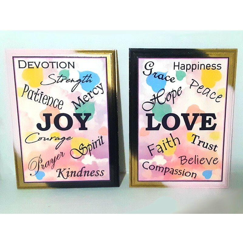 Twin Inspirational Handmade Decoupage Wooden Plaques, 12” L x 9” W x 5/8” thick gallery