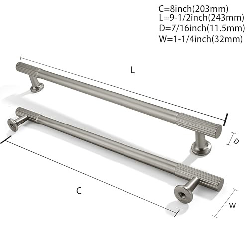 2-Pack 8 Inch Hole Center Brushed Satin Nickel Cabinet Pulls Solid Heavy Duty gallery