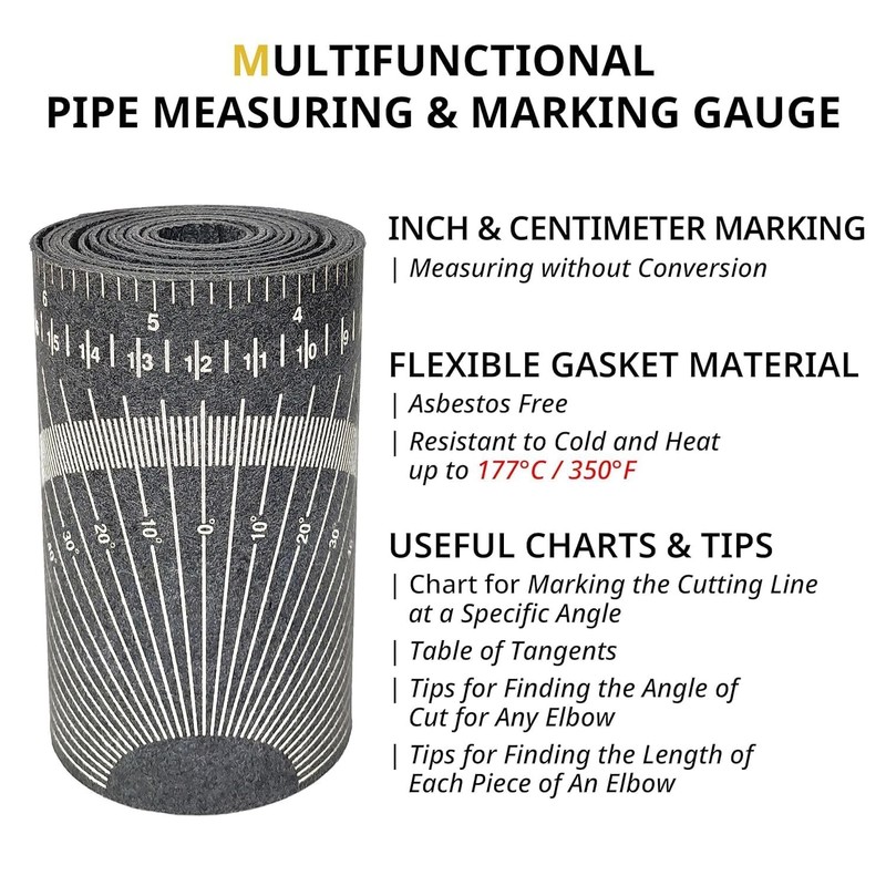 2Pcs Pipe Wrap Around, Pipe Measuring Tool, Flex Angle Measuring and Marking ... gallery