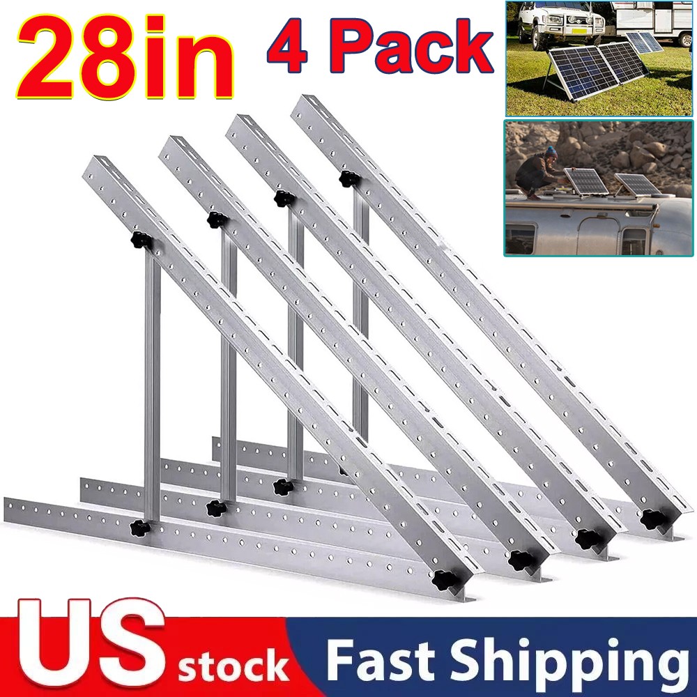 4 Pack 28in Adjustable Solar Panel Tilt Mount Brackets for Roof RV Boat Off-Grid gallery