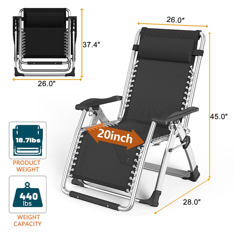4Position Adjustable Camping Bed Padded Cot Folding Recliner Zero Gravity Chair gallery