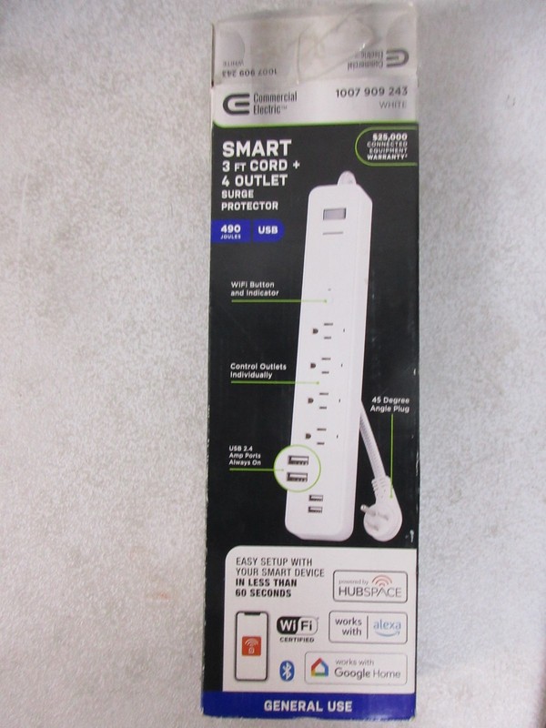 CE 3 ft 4-Outlet White Surge Protector Smart with USB Powered by Hubspace gallery