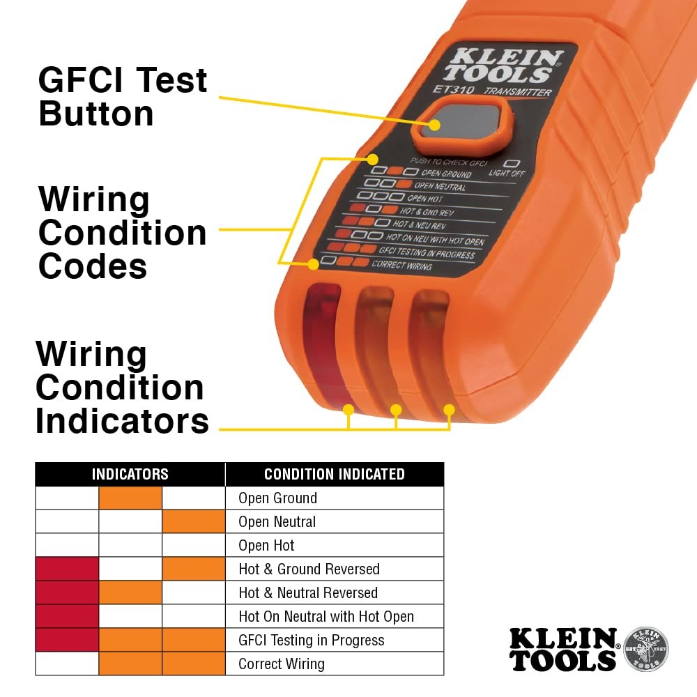 AC Circuit Breaker Finder Kit ET310KIT Electric Tester GFCI Klein Tools Leads gallery