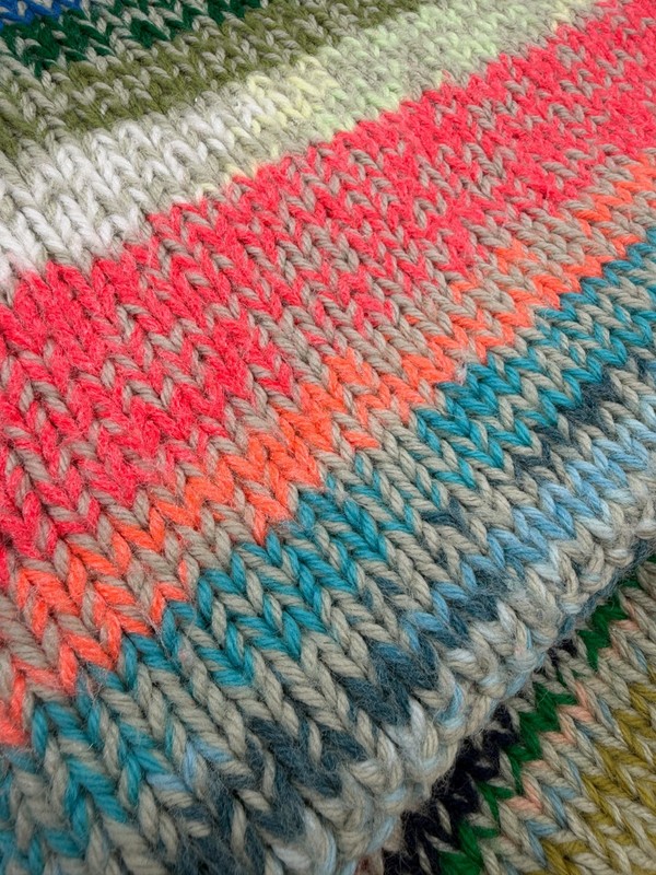 Wool Multi Color Crochet Blanket Double Thick Folded 4lbs 35x60 inches gallery