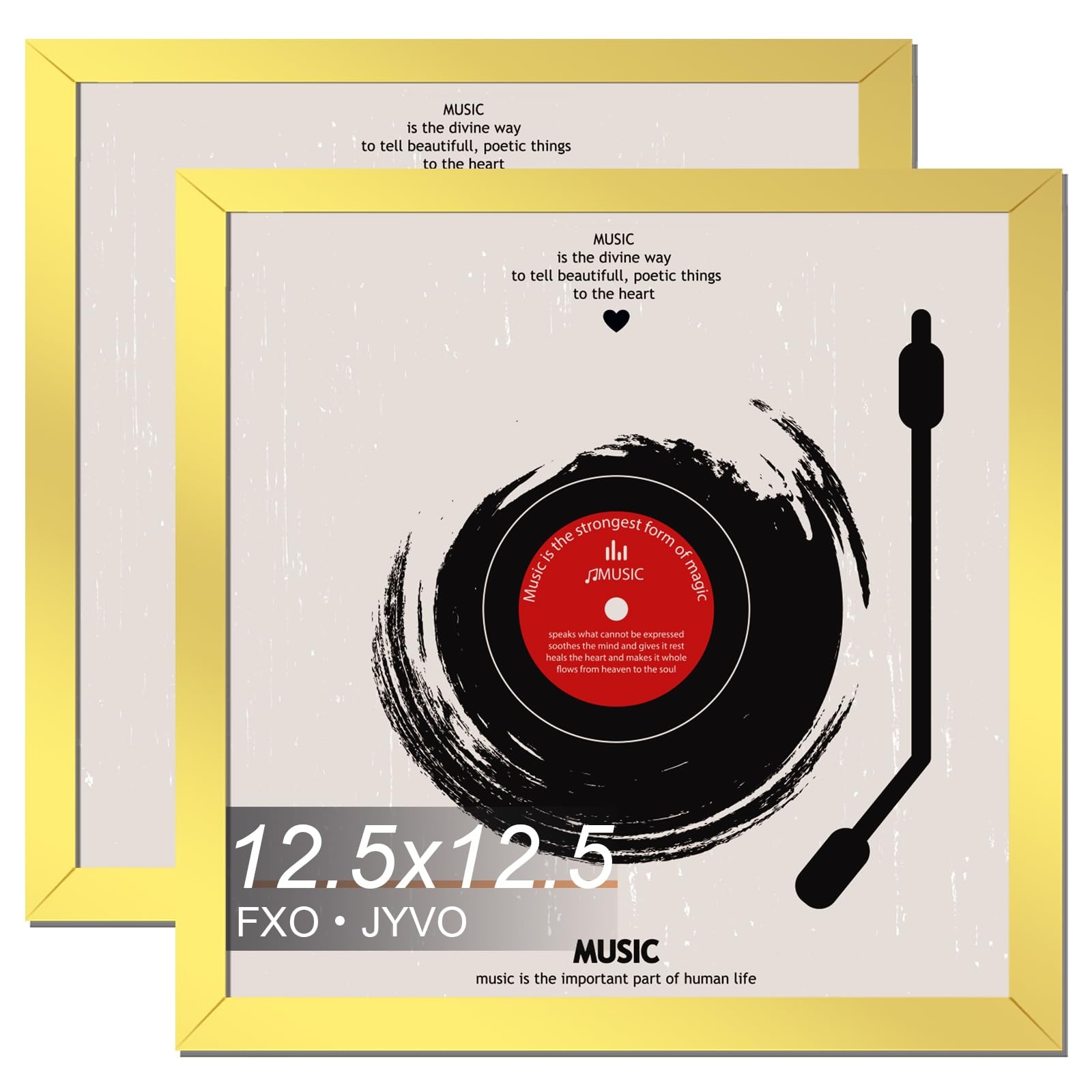 Fxojyvo Vinyl Record Frame for the Wall Display Album Cover, Gold 12.5 x 12.5... gallery
