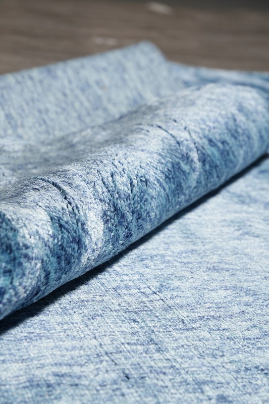 8 x 10.4 Light Blue Solid Plain Color Modern Rug Bamboo Silk #F-4535 gallery