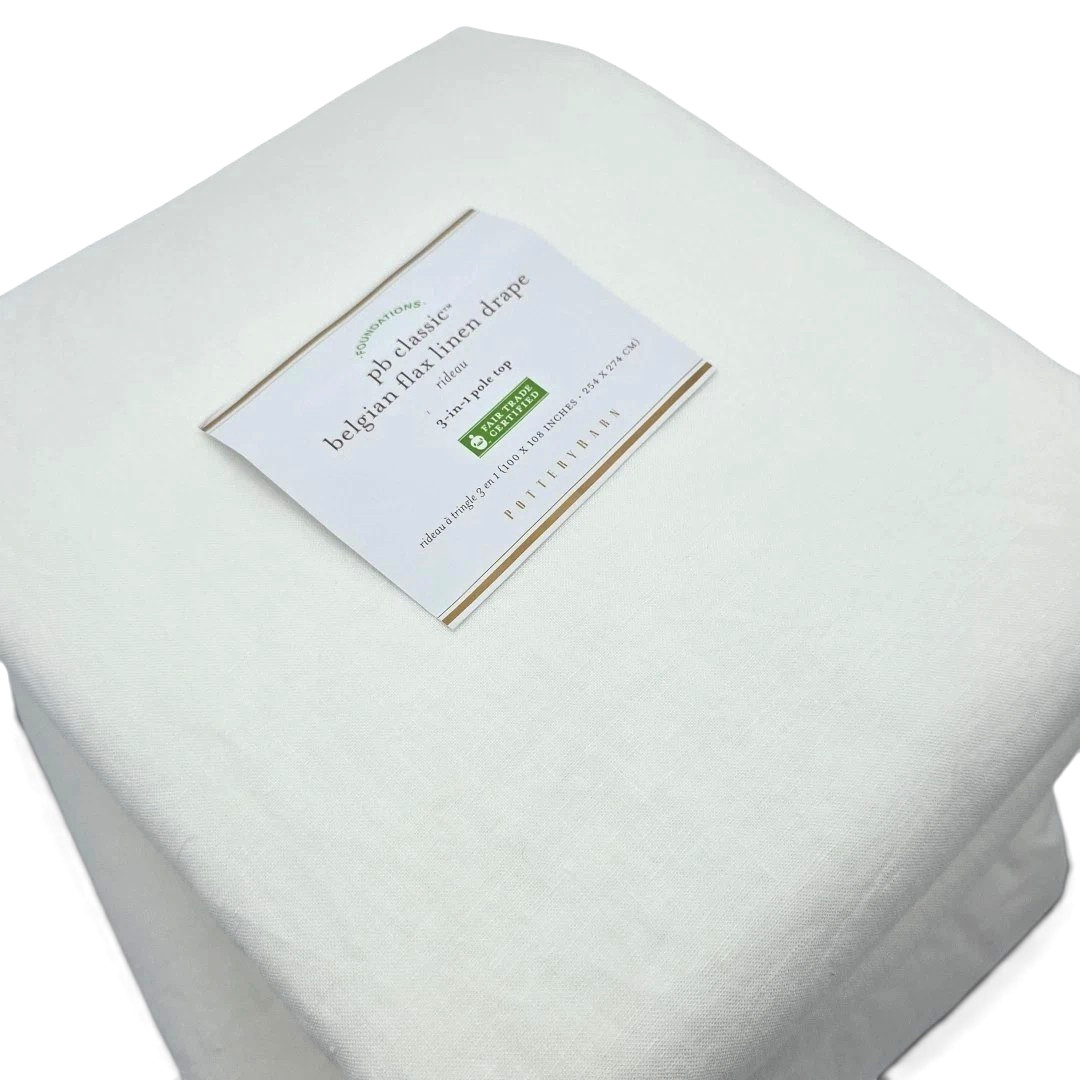 Pottery Barn Belgian Linen Curtains White 100x108 Set 2 Lined Panels gallery