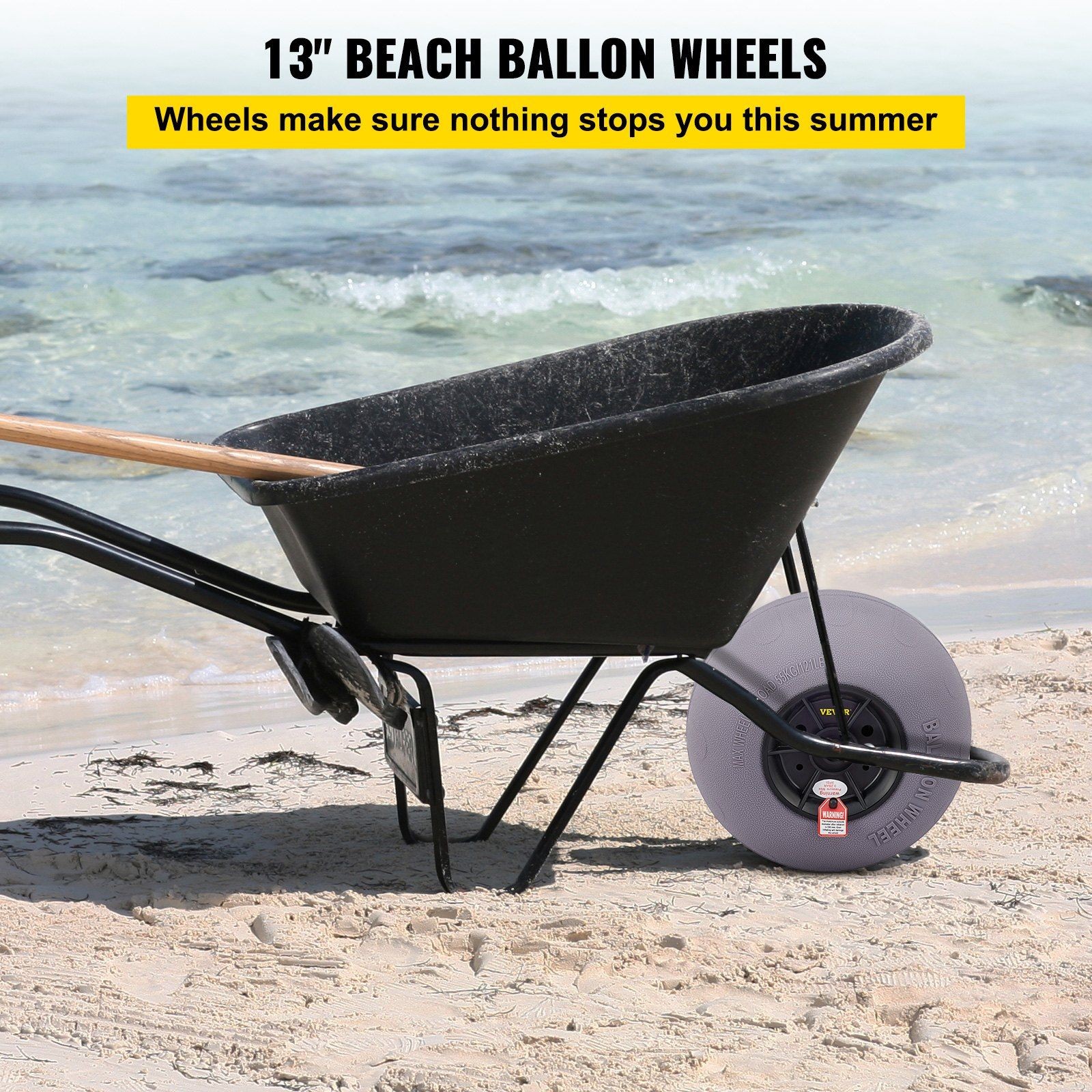 13in TPU Balloon Wheels 2-Pack for Kayak Dolly & Canoe Cart with Air Pump gallery