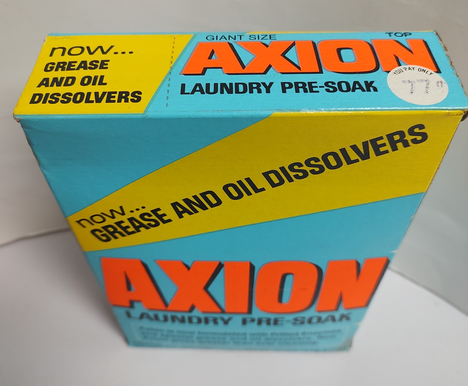 Vtg NOS 1970s Axion Colgate Palmolive Pre-Soak Laundry Detergent Sealed Prop gallery
