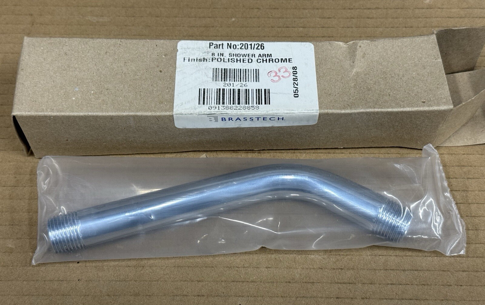 Brasstech 201 - 8 inch Shower Arm - Polished Chrome 201/26- New gallery