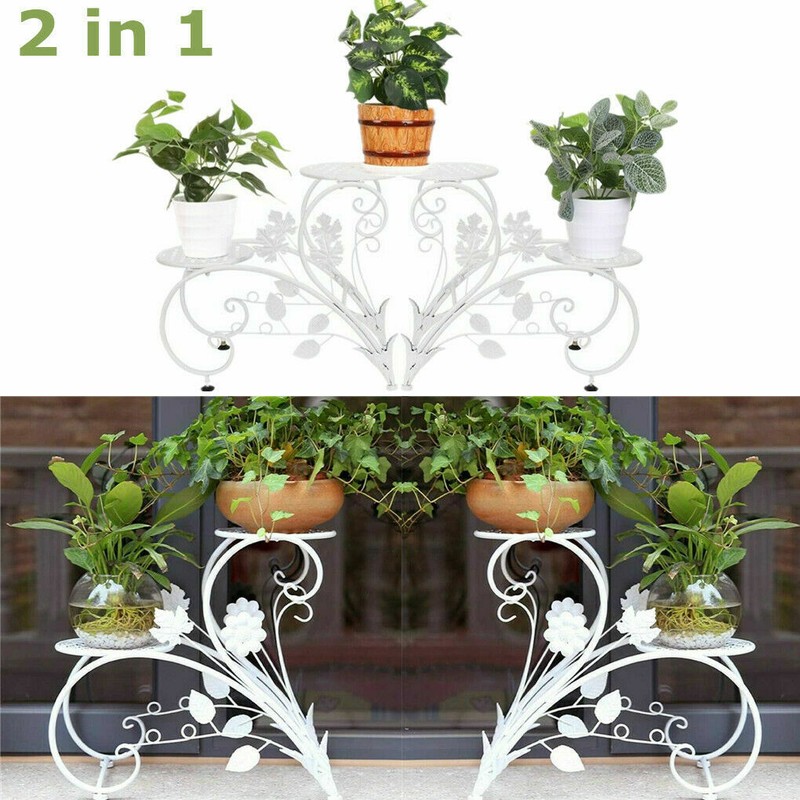 White Heart Shape Plant Stand Multi Holder Potted Plant Rack Flower Shelf Unique gallery