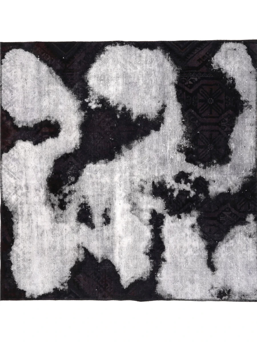 5x5 Hand-Knotted Wool Rug – Distressed Purple Gray Geometric – Free US Shipping gallery