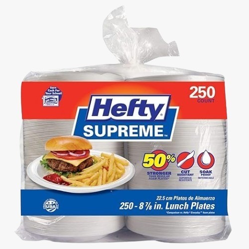 Hefty Supreme Foam Disposable Lunch Plates, 8 7/8 Inch - 250 Count Pack gallery