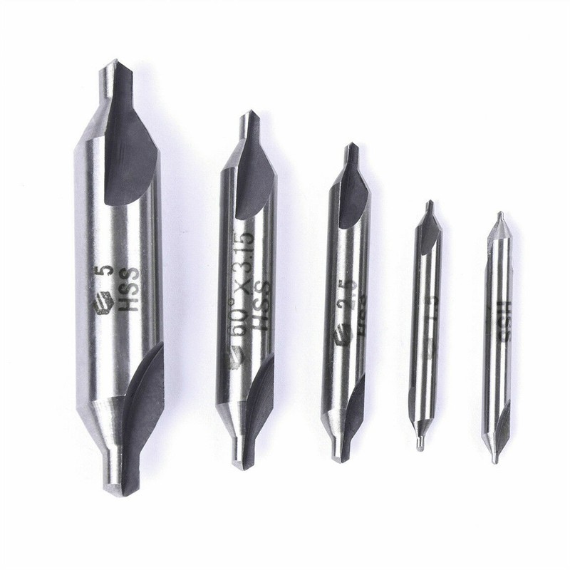 5Pc Combined Center Drill Bit Set Premium HSS Countersink #1, #2, #3, #4 and #5 gallery