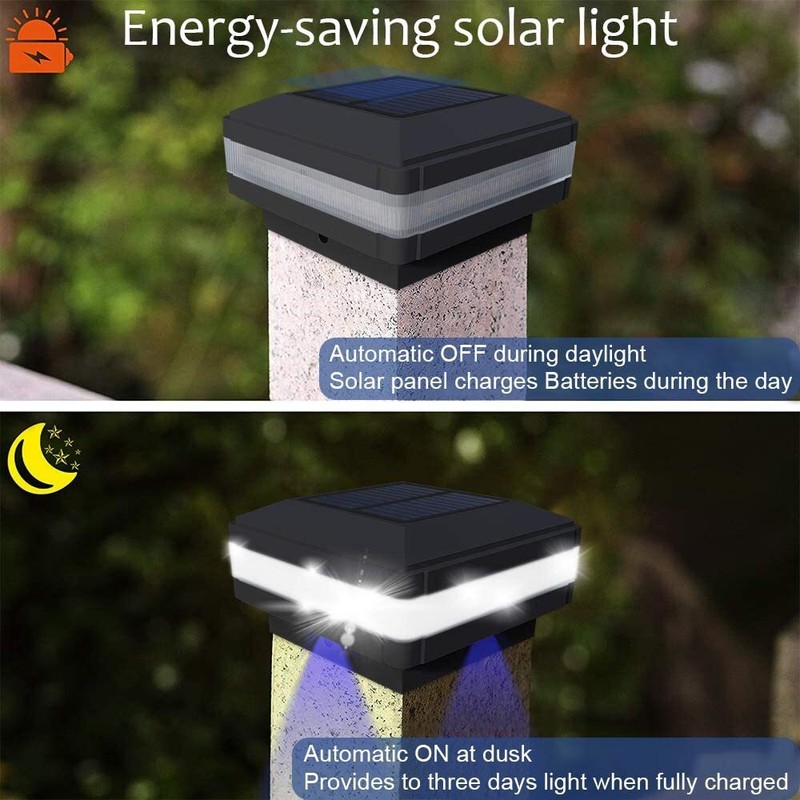 10PACK Black SOLAR LED DECK POST CAP LIGHT 4"x4" 5"x5" 6"x6" Outdoor Garden Lamp gallery