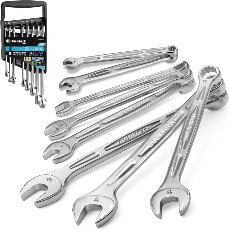 DURATECH 8PC Combination Wrenches Set SAE 5/16"-3/4"/Metric 8mm-19mm12-Point US gallery