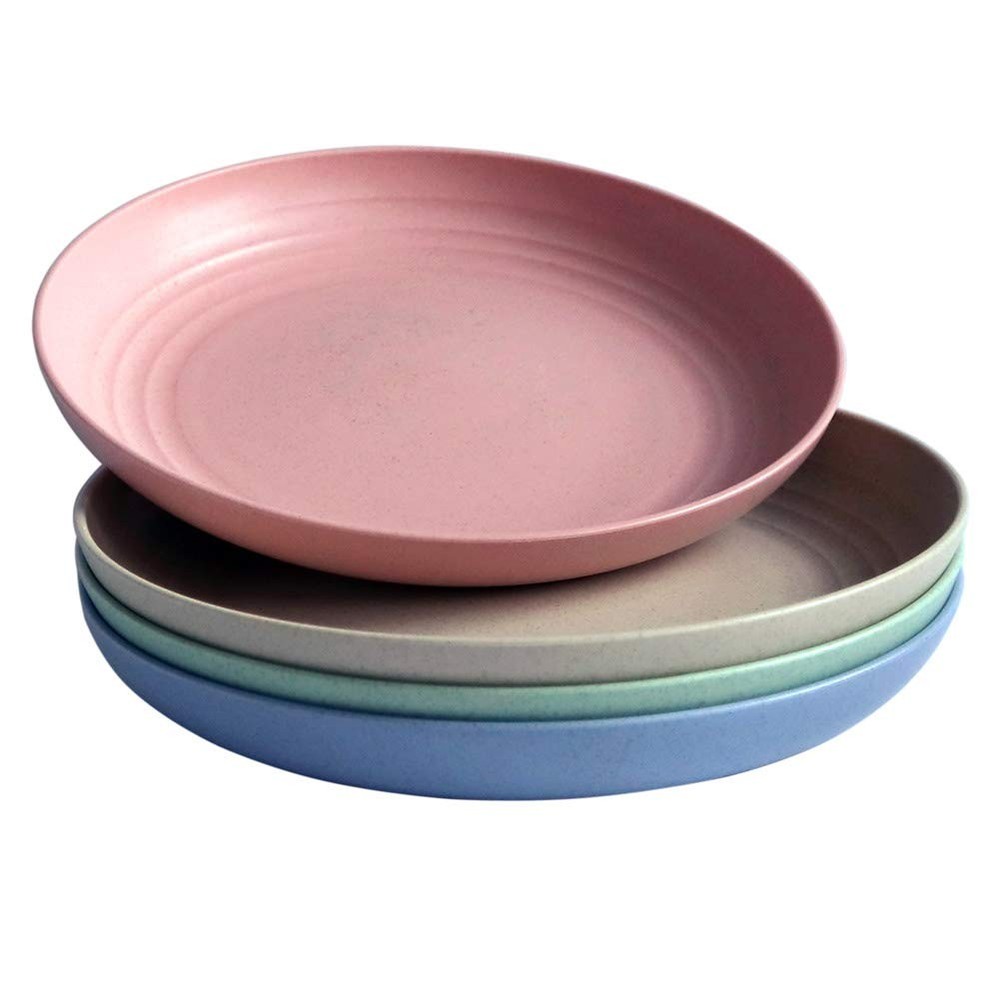 Lightweight Wheat Straw Plates - 4Pack Unbreakable Dishes and Plate Set, Dish...