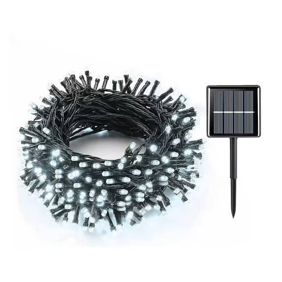 8 mode 200 LED Solar Christmas Lights - White, Waterproof Outdoor String Lights gallery