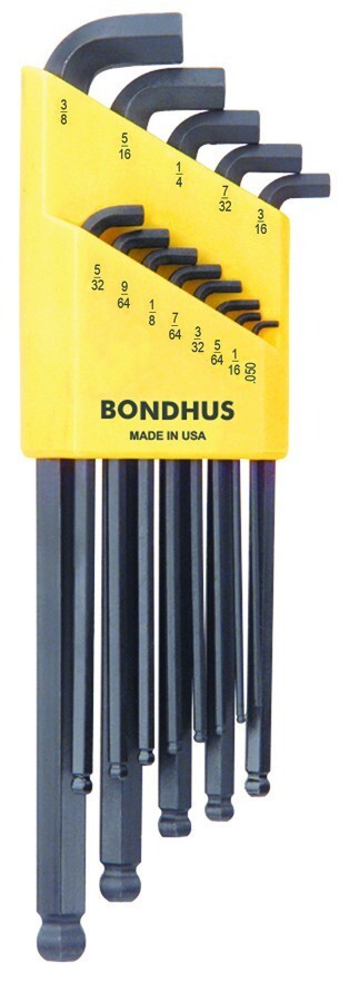 Bondhus 13 pc Stubby SAE Standard Inch Hex L Wrench Set .050 - 3/8in USA 16537 gallery
