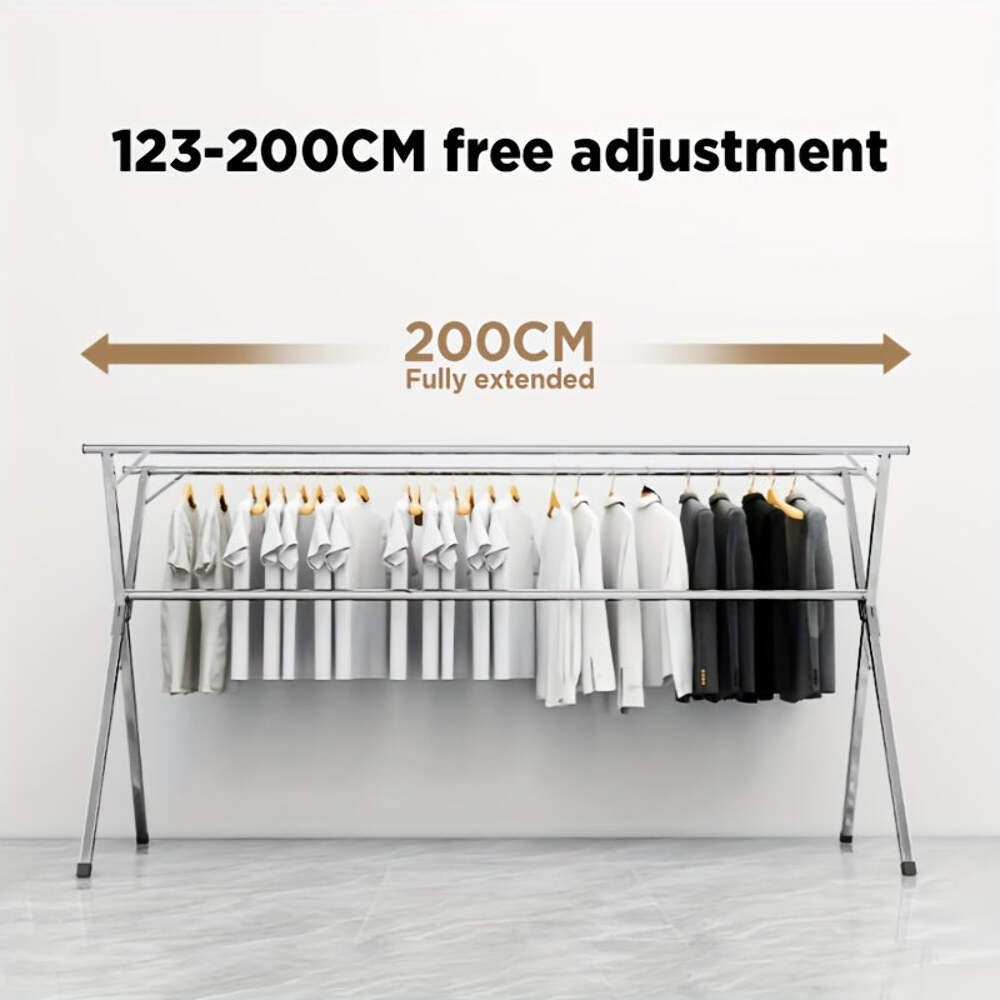 Extendable 48.4"-78.7" Folding Laundry Rack Indoor Outdoor Clothes Dryer