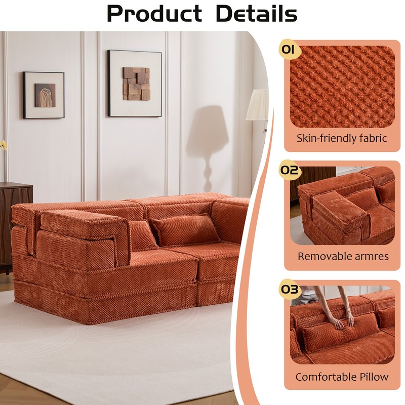 Compression Sofa,DIY Boneless Modular Sectional Sofa(Modern Oversized Loveseat,O gallery