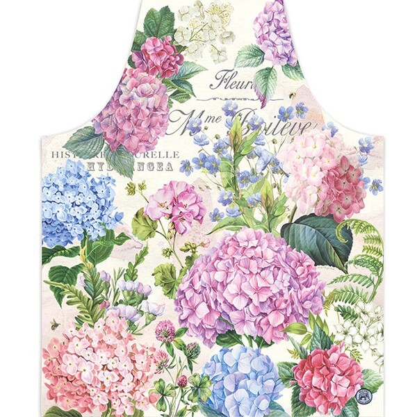 Michel Design Works Chef's Cotton Apron Wild Hydrangea Violet Pink Lavender Blue gallery