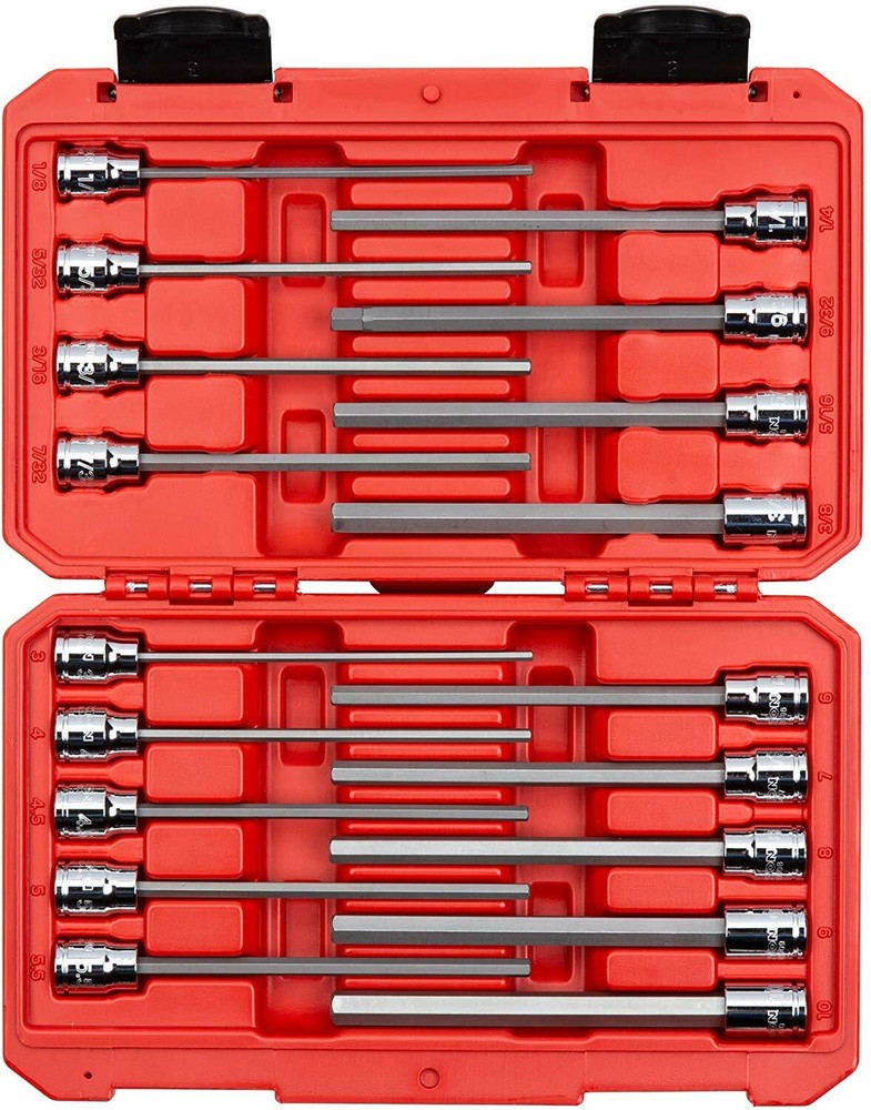 3/8 Inch Drive Long Hex Bit Socket Set, 18-Piece (1/8-3/8 in.,3-10 mm) SHB91303