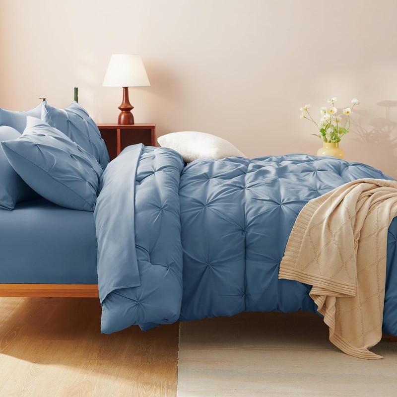CozyLux King Size Comforter Set Grayish Blue, 7 Pieces King, Blue gallery