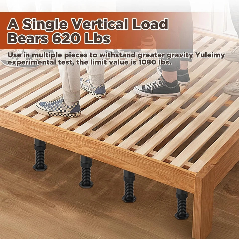 8 PCS Adjustable Height Bed Support Legs (5.1"-8.3") for King Queen Bed Slats... gallery
