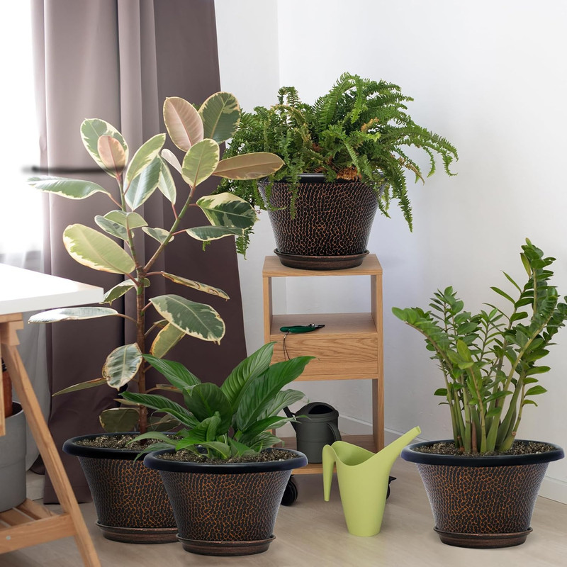 12 Inch Pots for Plants,4 Pack Large Flower Pots with Drainage Hole & Saucer,Mod gallery