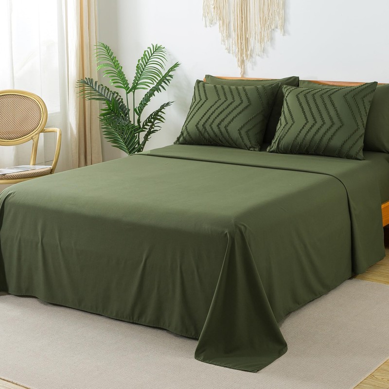 Comforters Queen Size Set with Sheets Dark Olive Green - 7 Pieces Bed in a Ba... gallery