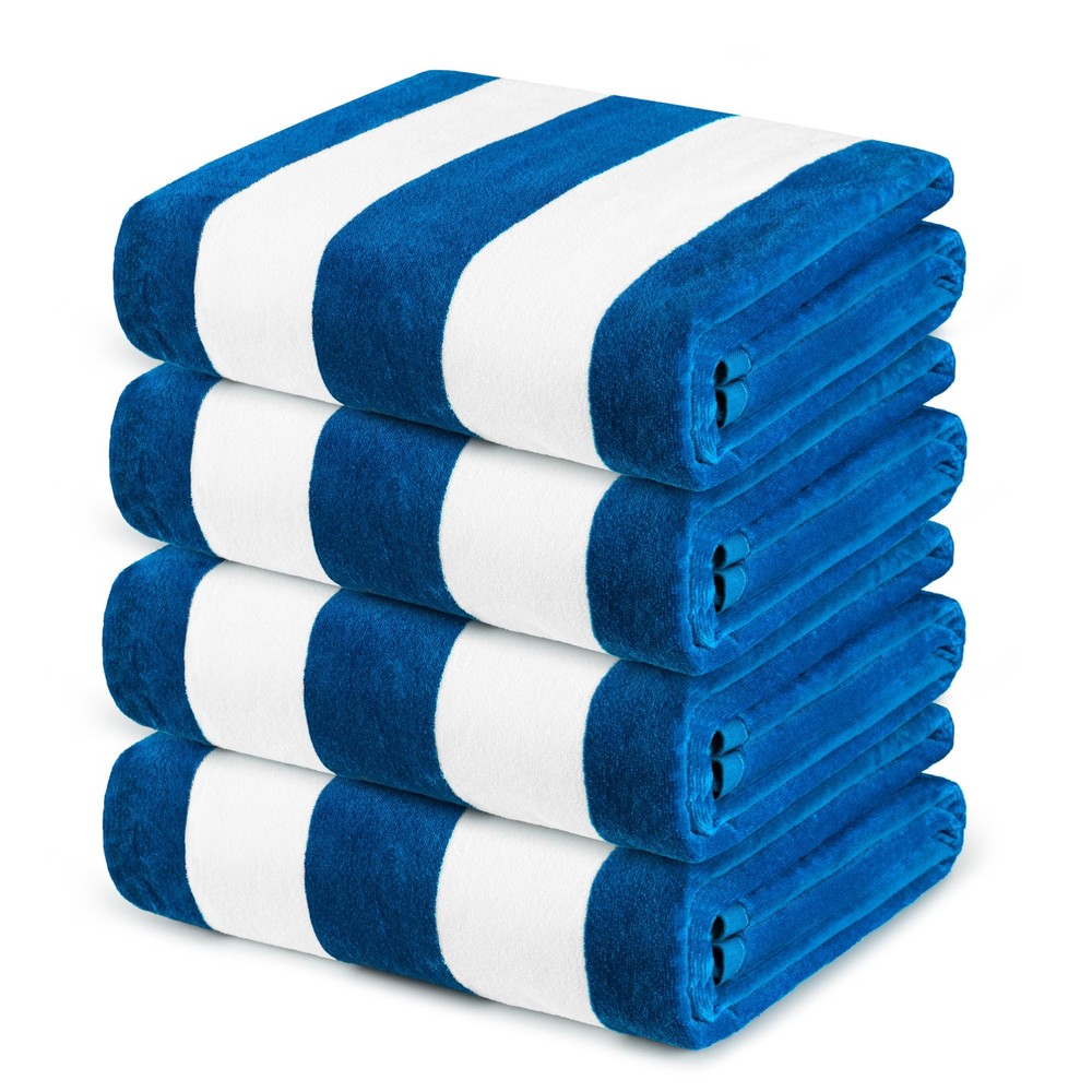 4 Pack Cotton Oversized 35x70 Inches Soft Cabana Stripe Thick Beach Towel, Su...