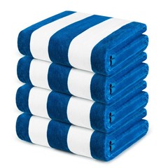 4 Pack Cotton Oversized 35×70 Inches Soft Cabana Stripe Thick Beach Towel, Su…