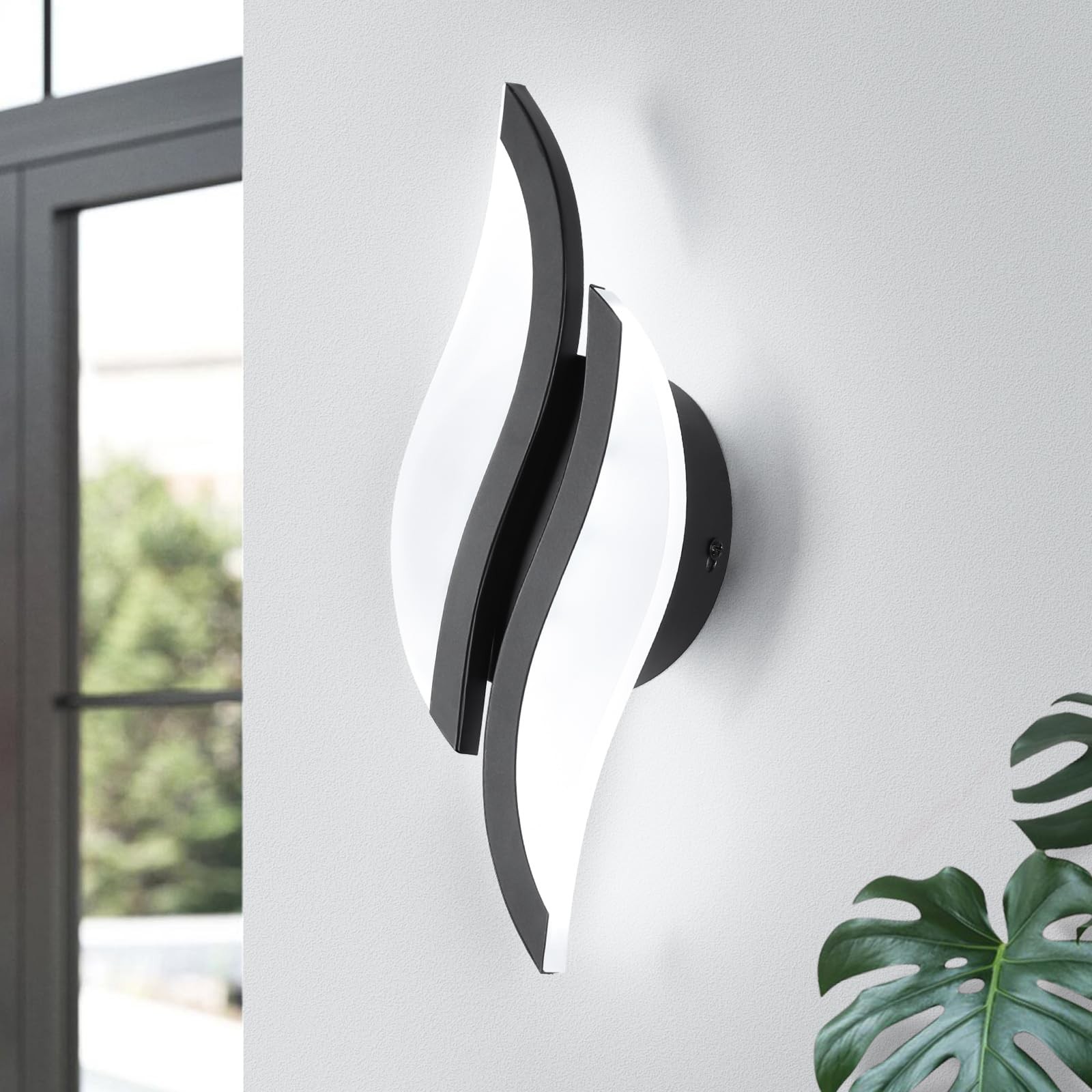 Modern LED Wall Sconce 6000K Cold White Black Indoor Wall Light Fixtures Acry... gallery