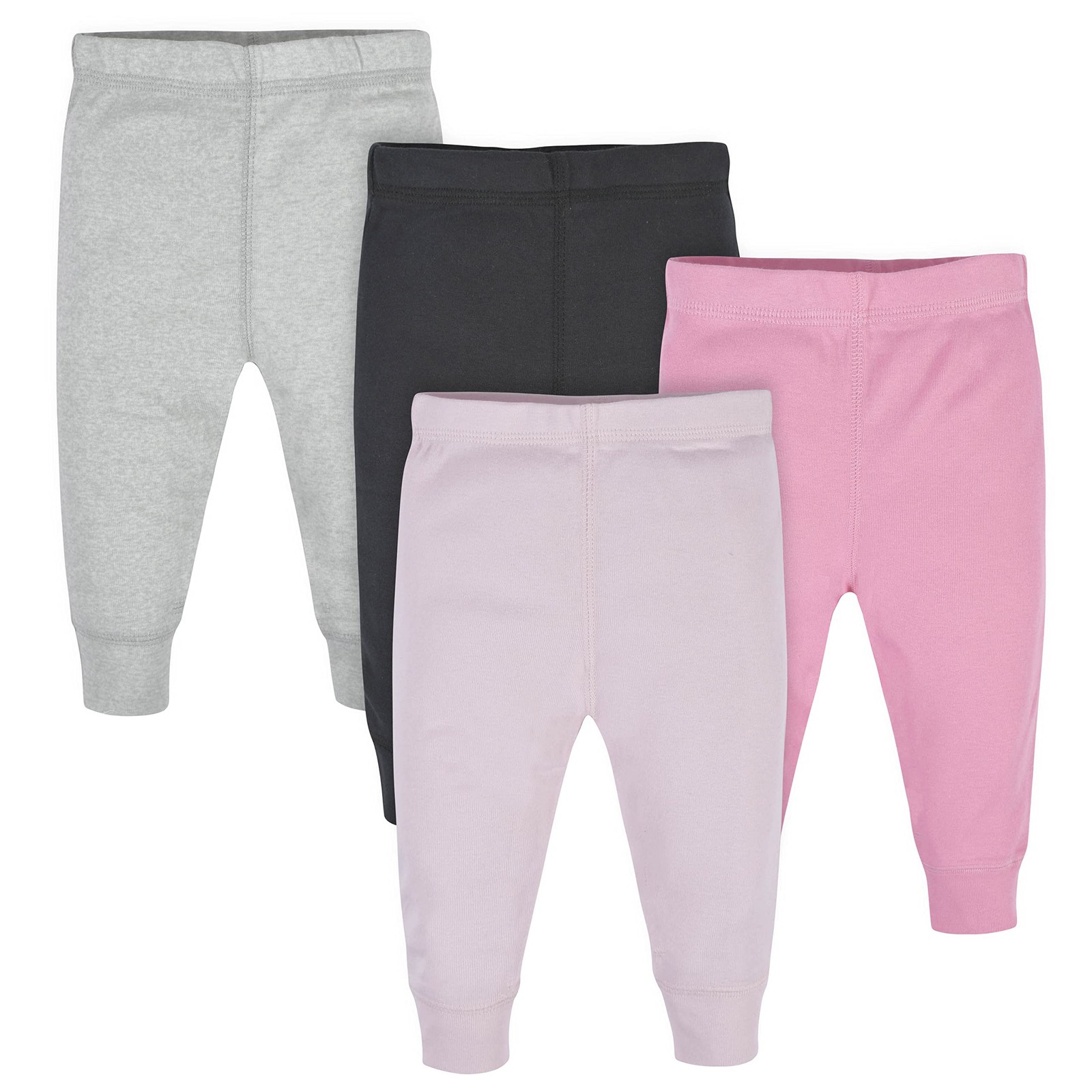 Gerber Baby Girls Multi-Pack Active Pants Set, pink/black/gray, 6-9 Months gallery