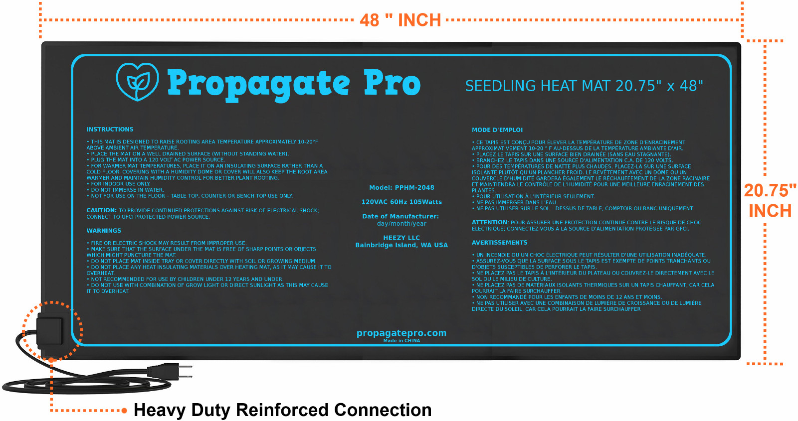 PROPAGATE PRO Seedling Heat Mat 48"x20" Seed Starter Pad Germination Clone 4' gallery