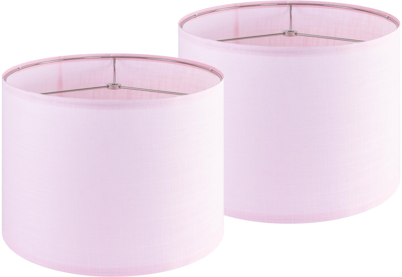 2 Pack Pink Linen Medium Drum Lamp Shade 13x13x10 Inch Metal Spider Fitter gallery