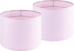 2 Pack Pink Linen Medium Drum Lamp Shade 13x13x10 Inch Metal Spider Fitter