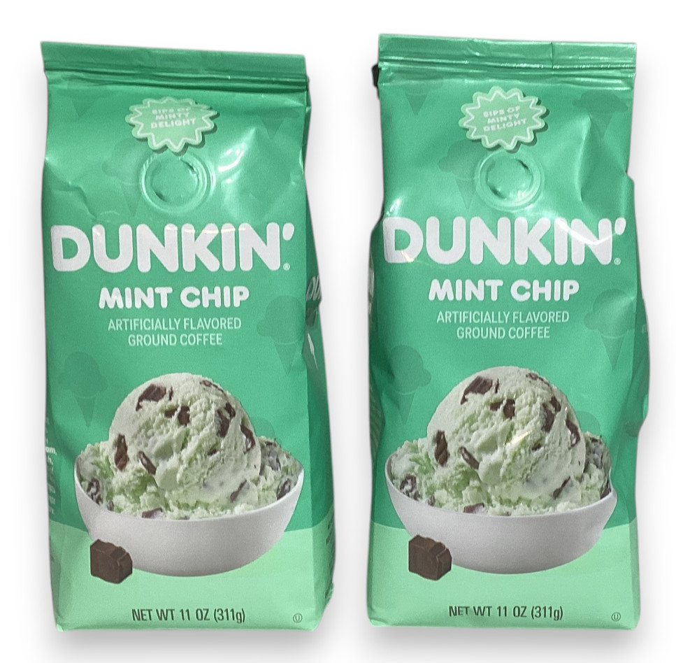 Dunkin’ Mint Chip Ground Coffee, Limited Edition, 2 11-Ounce Bags, Exp 11-2026 gallery