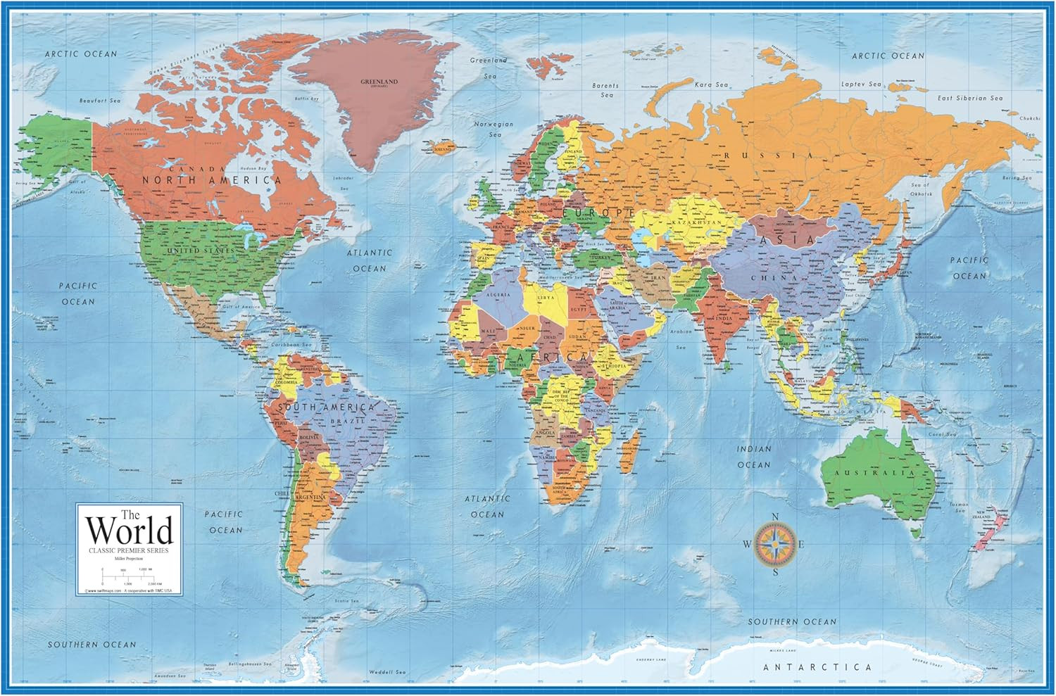 Swiftmaps World Premier Wall Map Poster Mural 24H X 36W gallery