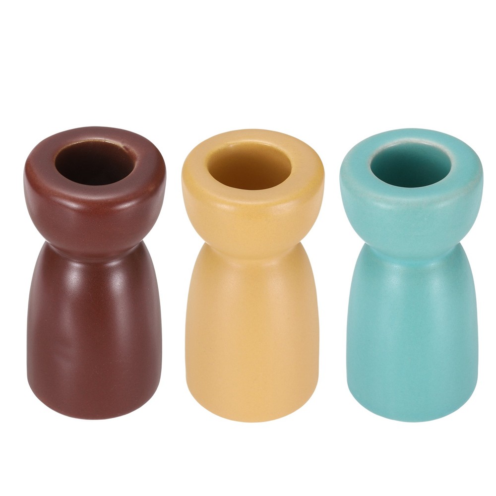 3 Pack Candlestick Holder Light Yellow/Dark Red/Light Blue Candle Holder