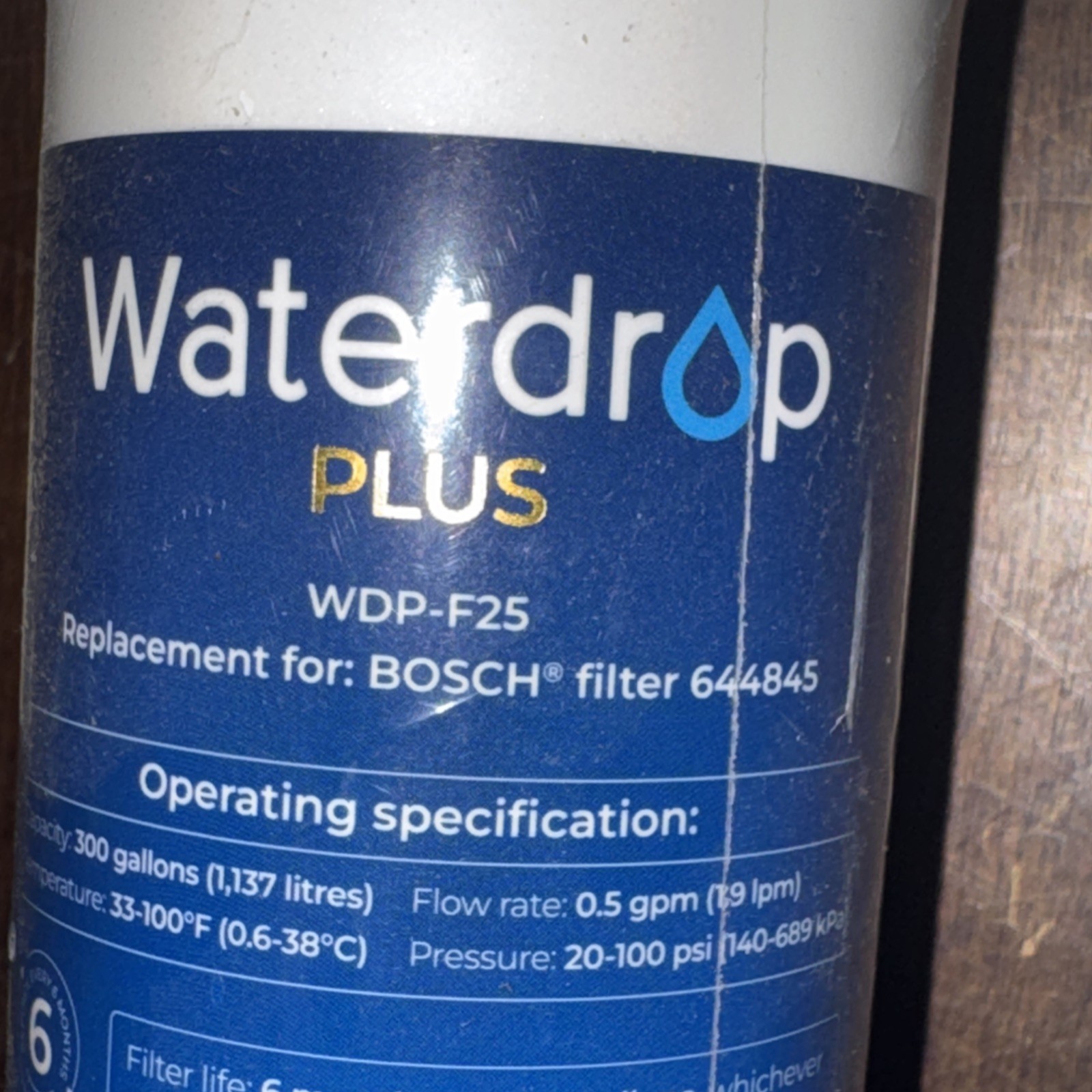 Waterdrop Plus Model WDP-F25 Water Filter Replacement 300 Gallons 6-Month gallery