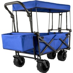 220lb Collapsible Wagon with Removable Canopy for Camping Blue