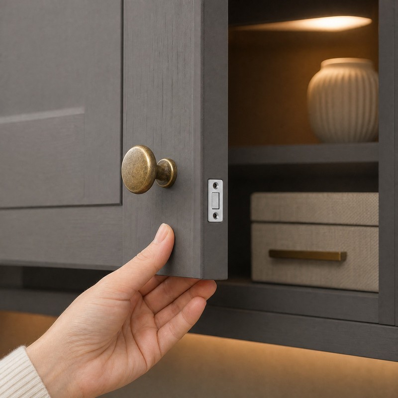 5Sets Silver Invisible Magnetic Cabinet Catch No Drill Door Closure Stopper gallery