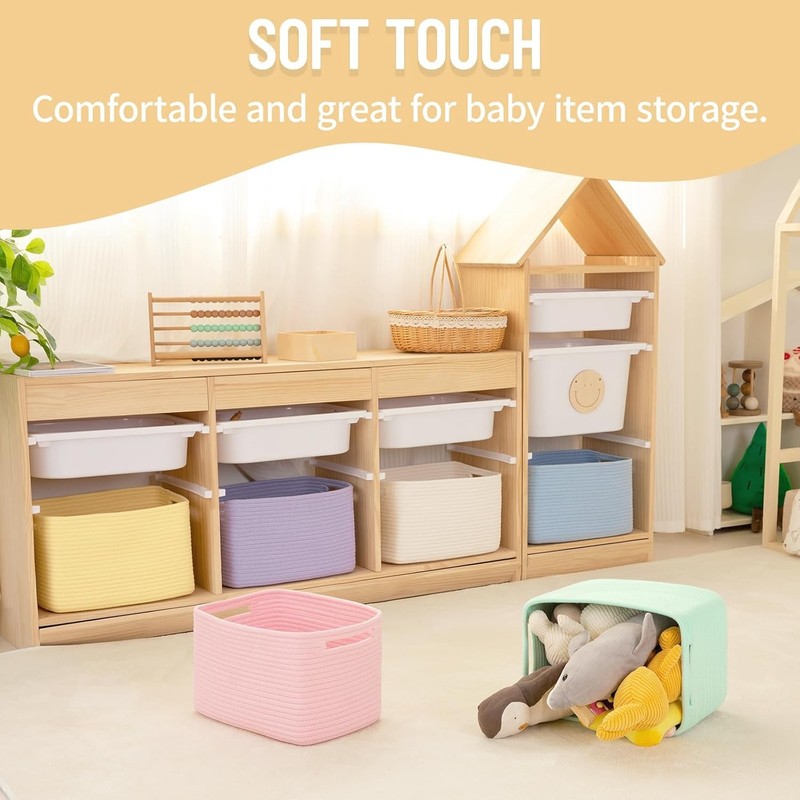Woven Storage Basket Set, 4 Pack Sturdy Organizer Bins for Nursery & Shelves gallery