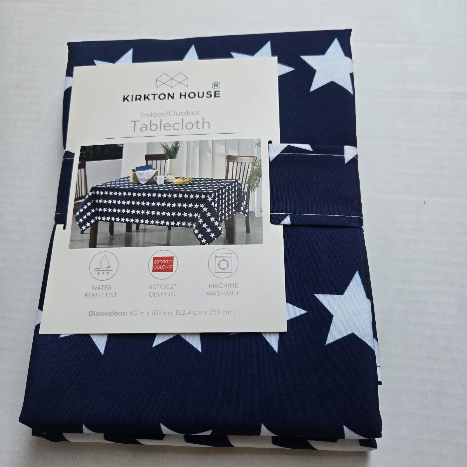 Patriotic Indoor / Outdoor Tablecloth- Blue Stars 60 X 102 inches Kirkton House gallery