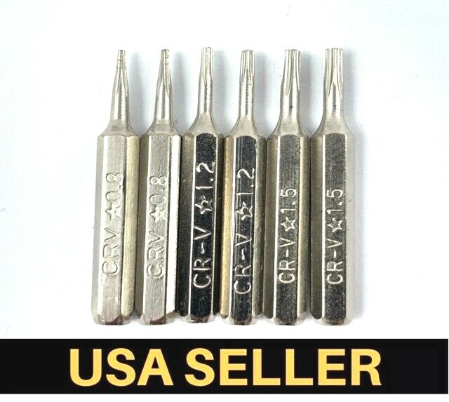 6 PCS Pentalobe Screwdriver Bits Set P2 P5 P6 5-Point 5-Star 0.8 mm 1.2 1.5 Torx gallery