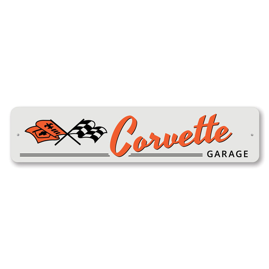Corvette Garage Sign Personalized Chevy Man Cave Aluminum Custom Decor Sign gallery